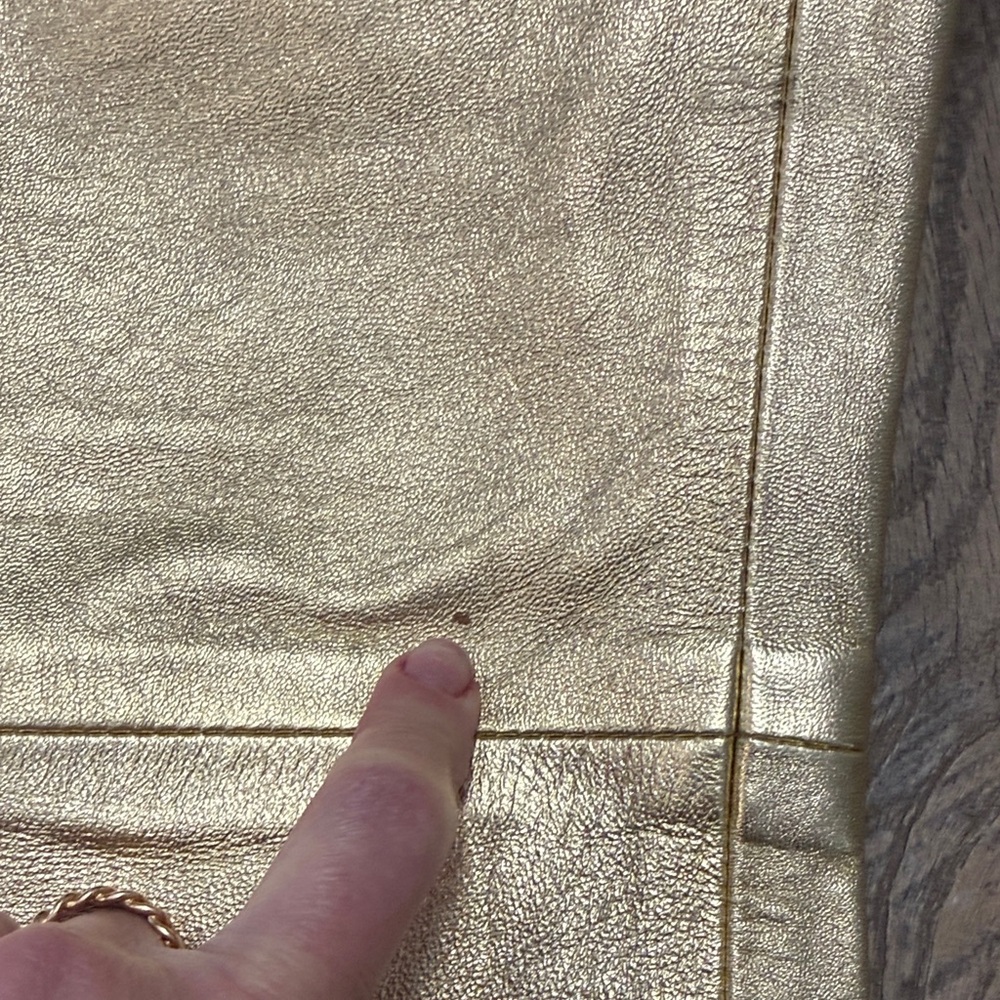 Lamb Leather Gold Flare Pants - Picture 12 of 13